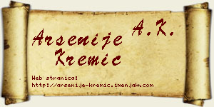Arsenije Kremić vizit kartica